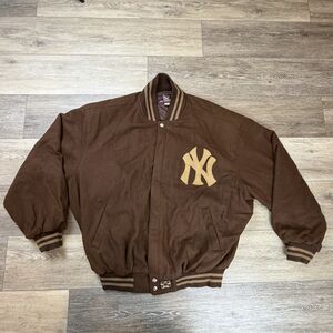 New York Yankees Jacket Mens XL Brown MLB Baseball JH Design USA Varsity Bomber